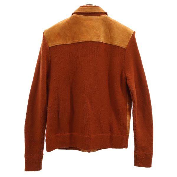 1166 COLLECTION 70s Knit switching cowhide vintage leather jacket M Brown Men's Used