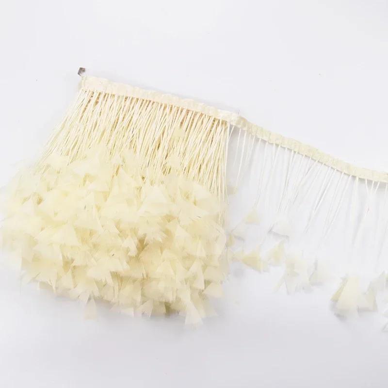 2Meters Colored Turkey Feathers On Tape Tassel Fringe Trim Decoration White Black Ribbon Sewing Dress Flecos Handicrafts Decor