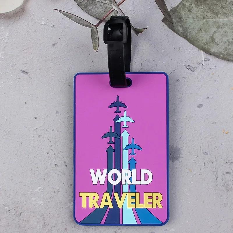 Soft PVC Cute Luggage Tag Letter Printed Travel Tag Men Women Suitcase Name Tag Bag Tags Airplane Labels Travel Accessories