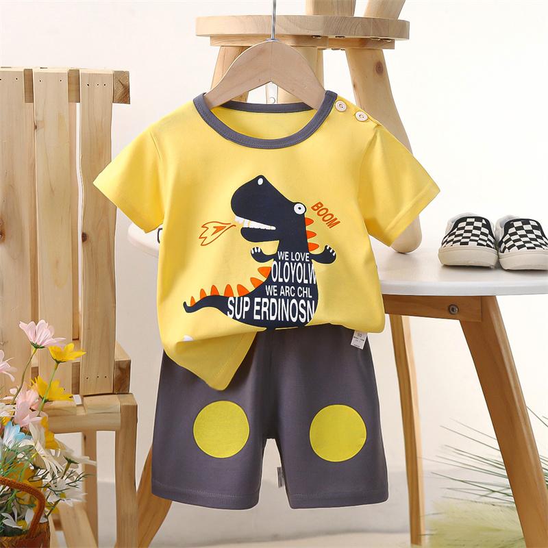 2026 Summer Kids O-Neck Short Sleeve Top Suits Baby Spring Cartoon Short Pant Two-pieces Set Suit for Girl Boy