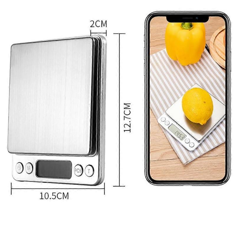 Digital Food Scale for the Kitchen, Stainless Steel Panel, 3KG 0.1 Gram LCD Accuracy