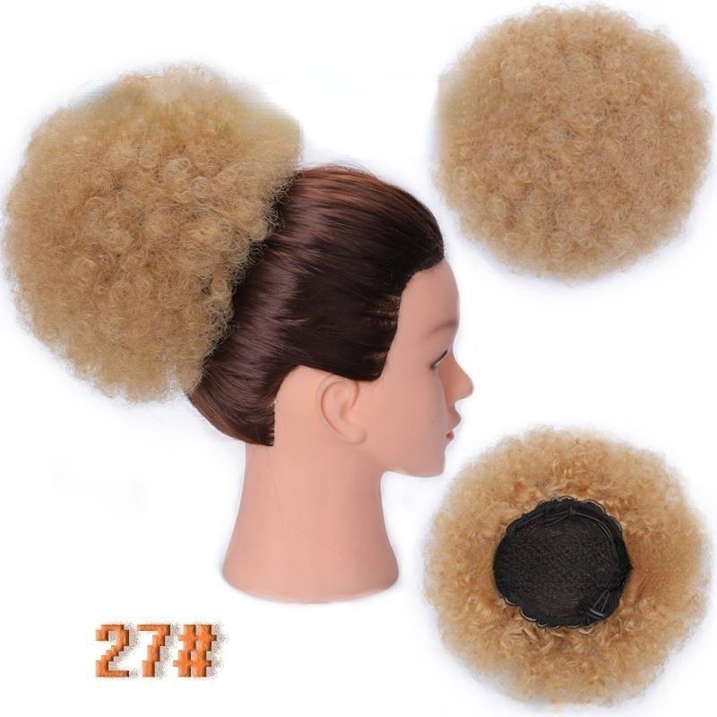 

XINRAN Short Afro Puff Kinky Curly Ponytail Drawstring Clip In Hair Extensions Синтетичне волокно Hairpiece 27