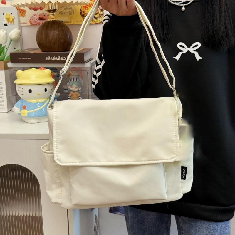 Solid Color Simple Casual Crossbody Bag Large Capacity Japanese Literature and Art Versatile Shoulder Bag Youth Campus Student Tote Bag