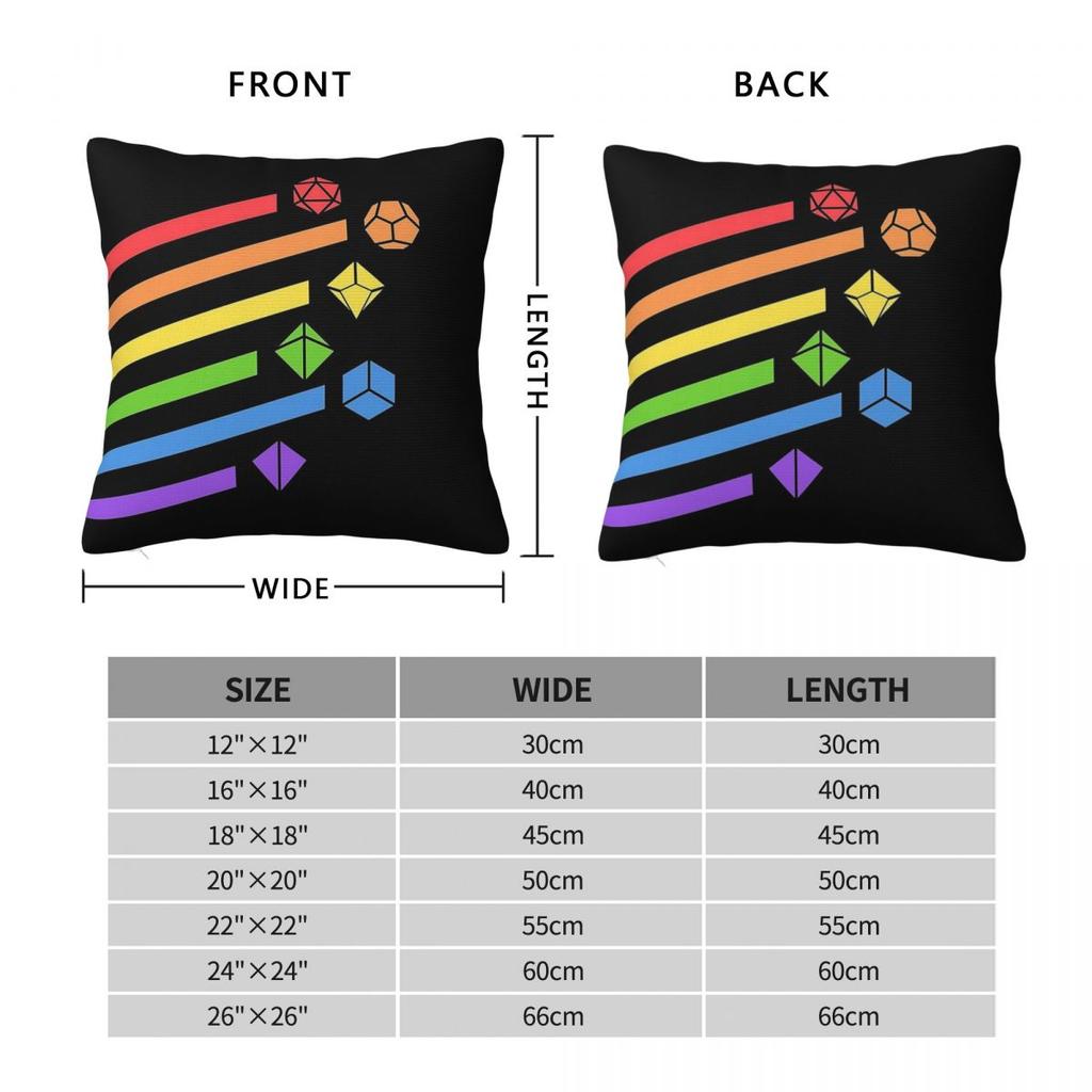 Rainbow Dice Set Tabletop Rpg Gaming Square Pillowcase Polyester Linen Velvet Printed Zip Decor Throw Pillow Case Cushion