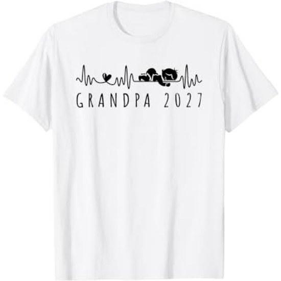 Future Grandpa 2027 Heartbeat Baby Announcement Surprise T-Shirt