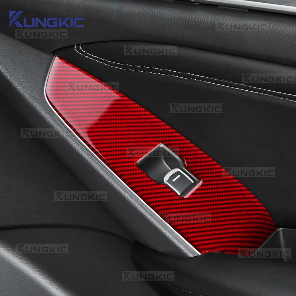 Echter Weicher Karbonfaser-Aufkleber für Honda Accord 2018 2019 2020 2025 2025 LHD Auto-Fensterheber-Knopf-Panel Innenraumzubehör