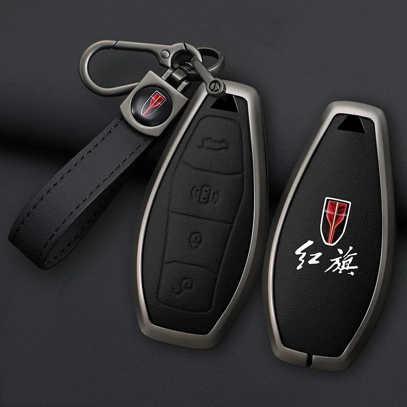 

Zinc Alloy Leather Car Key Cover Case Bag For Hongqi Hs5 H5 H9 Hs7 H7 L5 Hs3 L9 Shell Protector Keychain Accessories