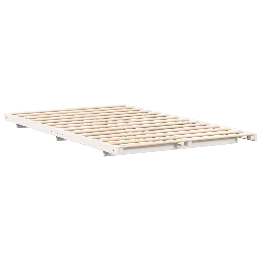 White Bed Frame 120 x 190 cm Solid Pine Wood