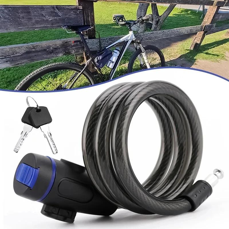 Lucchetto per Bicicletta con Cavo, Chiavi e Staffa di Montaggio, Lucchetto Portatile in Acciaio Cavo Antifurto per Ciclismo