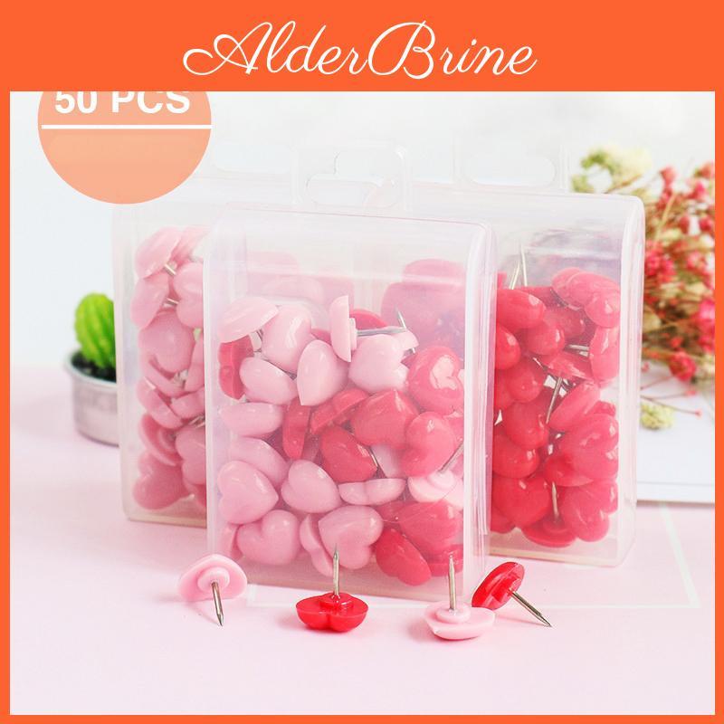 Shape Cork Plastic 50pcsset Heart Board Safety Colored Push Pins Thumbtack Office School Supplies
