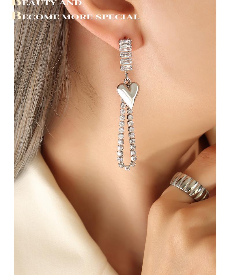 Non-Fading Asymmetrical Zircon Glass Stone Earrings: Fashionable & Versatile European/American Style
