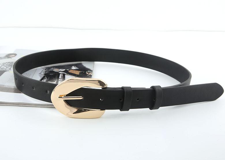 

Women Men Pu Leather Belt With Gold Pin Buckle For Casual Fashion Waist Accessories чорний