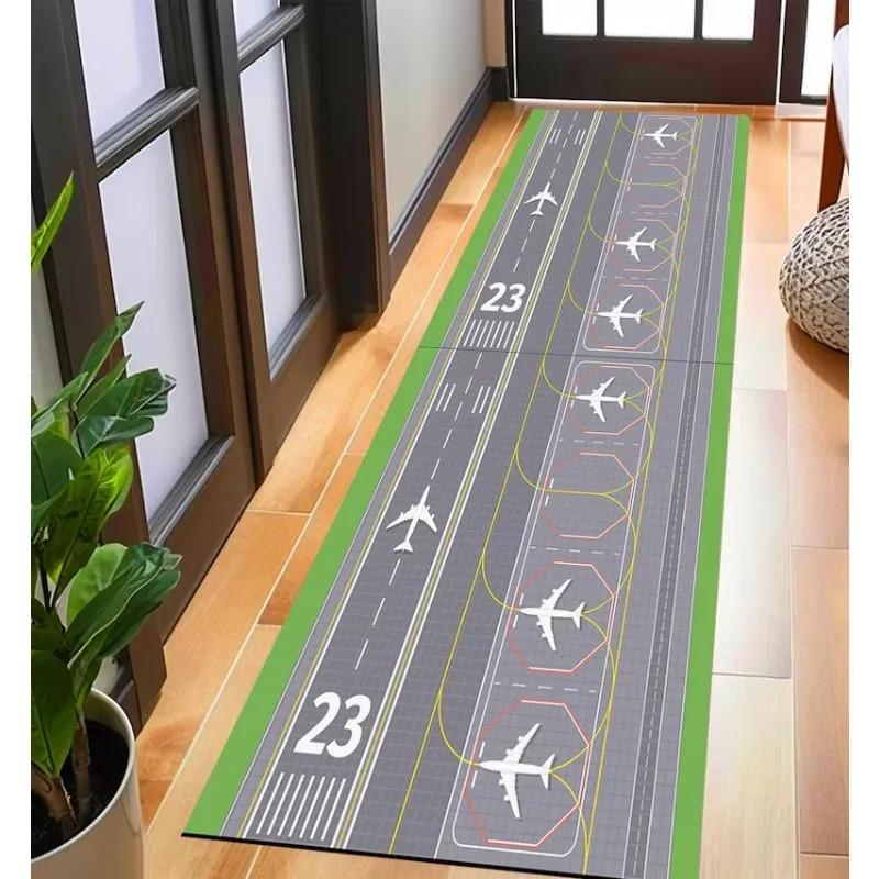 Airport Runway Runner Rug Children's Interactive Games Hallway Carpet Soft Non-Slip Floor Mat Modern Home Decor Rug for Bedroom