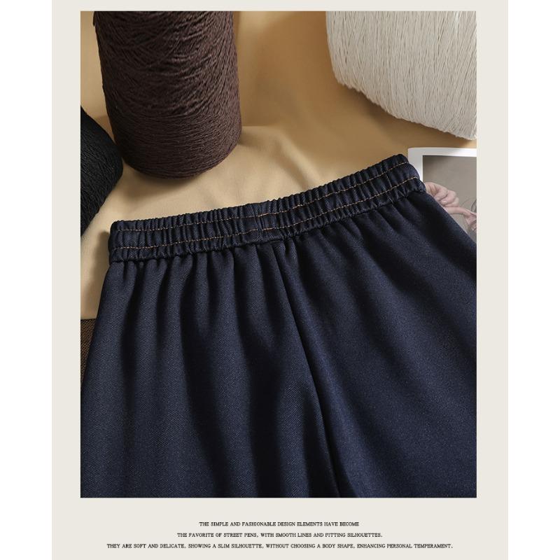 DIMANAF 2025 Autumn Winter Plus Size Women Pants Lady Long Pants Oversized Loose Casual Jeans Bottoms Thick Knitted