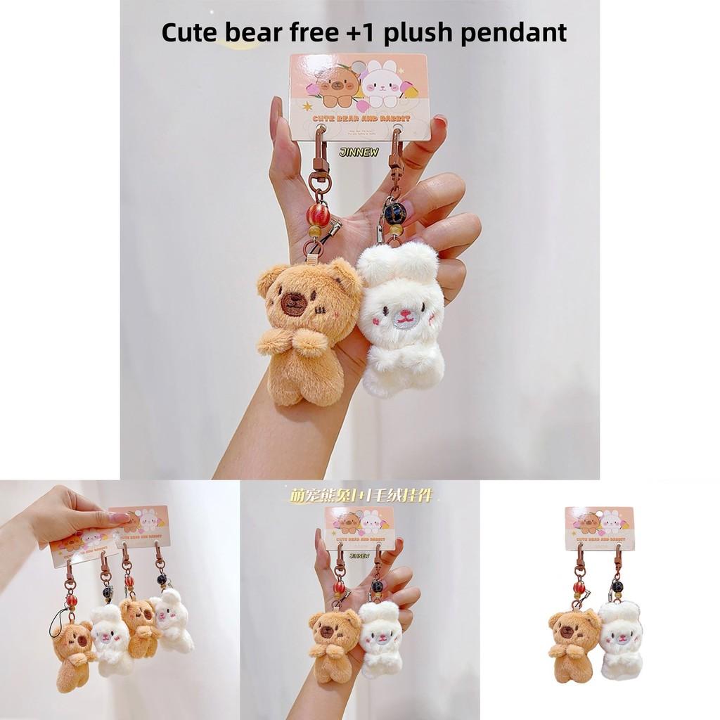 Rabbit Bear Plush Animal Keychain Set With Soft Fur For Kids And Collectors