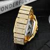 MISSFOX-Fashionable Square Men's Watch Small Niche Design Hollowed Out Hip-hop Full Diamond English Watch