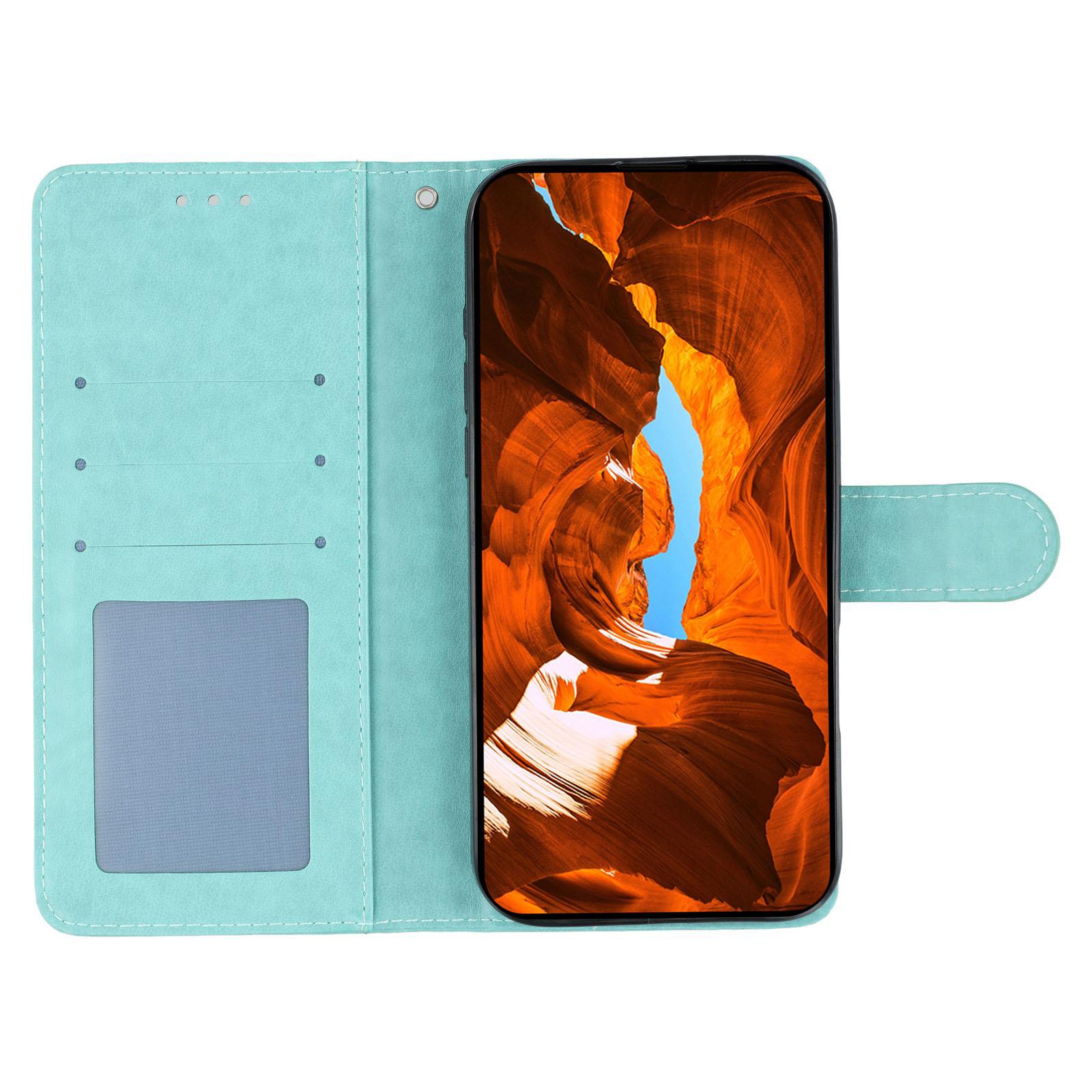 

For Xiaomi Poco F7 Pro 5G/Redmi K80 5G Case Wallet Stand Imprinted Rose Butterfly PU Leather Phone Cover Blue