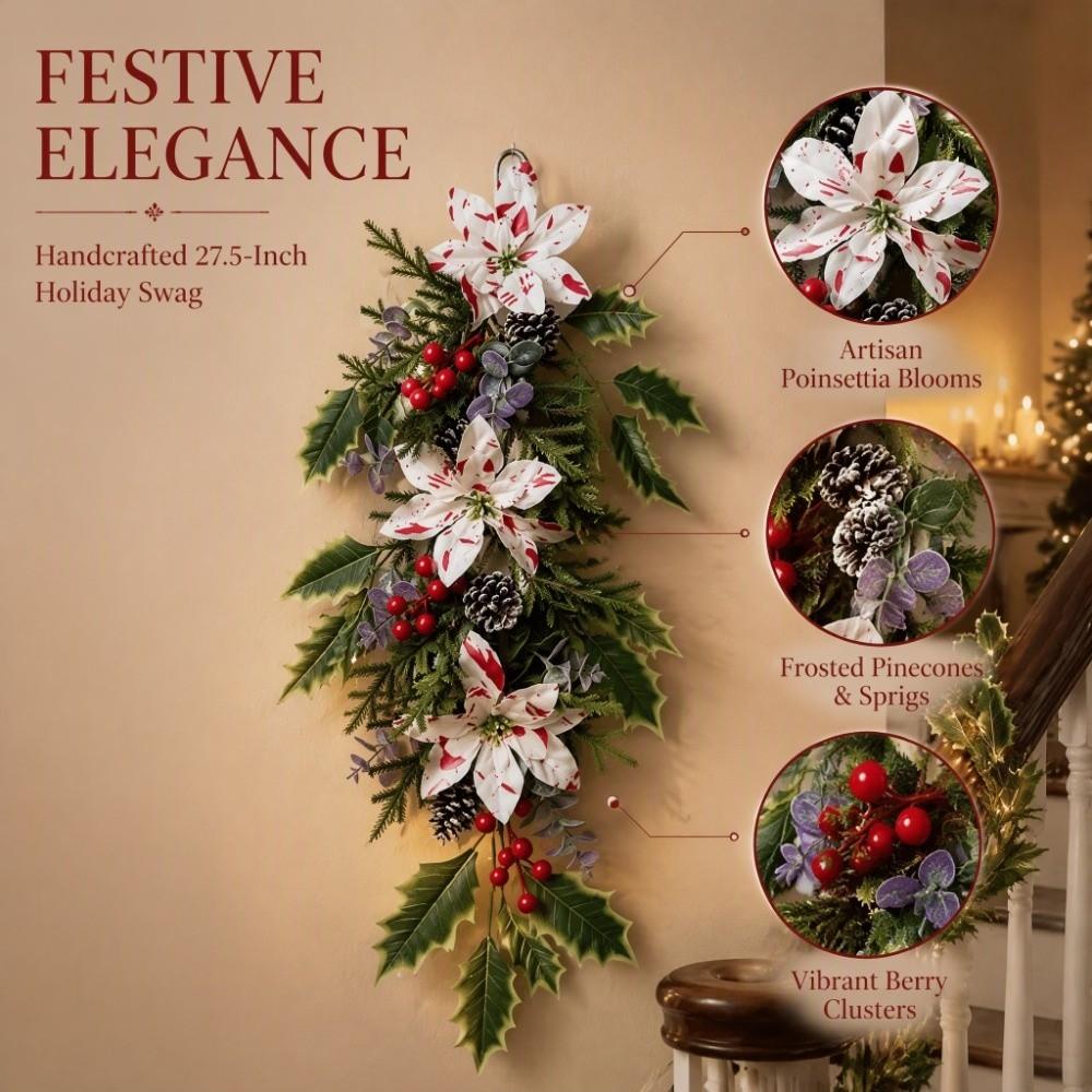 Artificial Artificial Pine Branch Faux Flower Christmas Garland Door Hanging Door Decoration