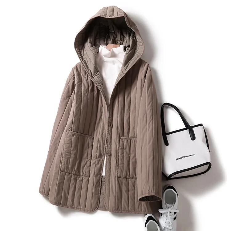 Women Winter Padded Hooded Parka Outerwear Female Warm Simple Casual Jacket