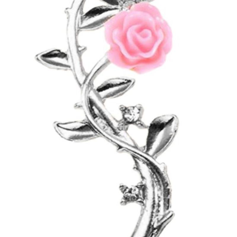 Non-Pierced Flower and Vine Motif Clip-On Earrings In Gold and Silver