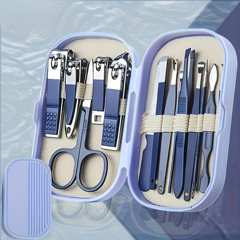 14-teiliges professionelles Morandi-Nagelset, Maniküre-Set aus Edelstahl mit Aufbewahrungsbox, Peeling-Feile & Nagelscheren für Salon & Reise
