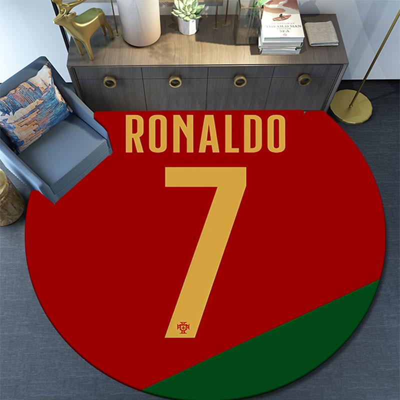 Cristiano Ronaldo bedruckter runder Teppich, rutschfester waschbarer runder Teppich für Wohnzimmer, Schlafzimmer, Spielzimmer, Sportfan-Dekoration, Feiertags-Geburtstagsgeschenk