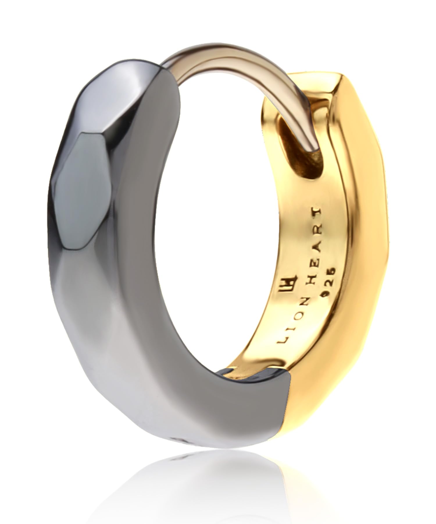 

LION HEART Earrings for Men THE EDGE Cutting Hoop Earrings Silver 925 Direct Sales Black x Gold Men s (Pouch Included)