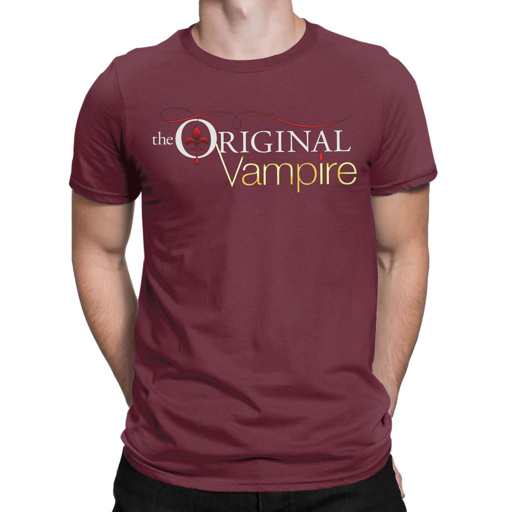 Vampire Diaries Damon Salvatore T-shirt för män Bomull Nyhet T-shirts Rundhals T-shirts Kortärmad Kläder Plus Size