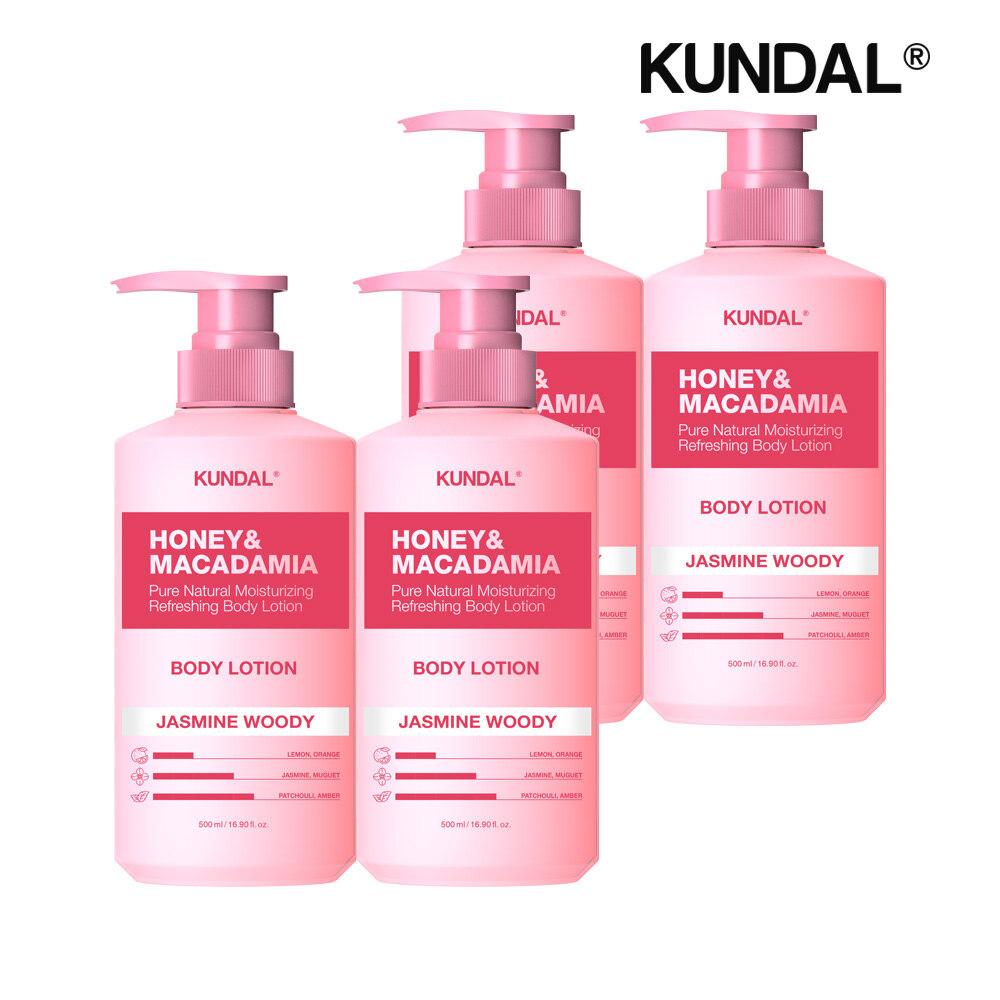 KUNDAL Honey & Macadamia Pure Body Lotion Aroma Edition Jasmine Woody 500ml x4