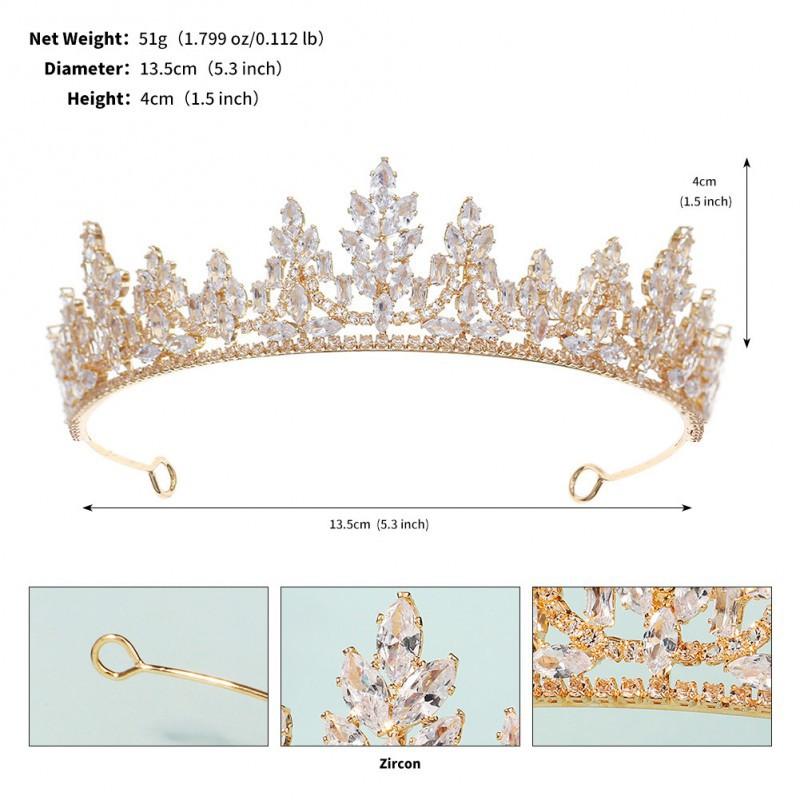 

Luxury Zircon Crown Princess Adult Gift Hair Accessories Wedding Dress Photo Headwear Simple High-end Bride