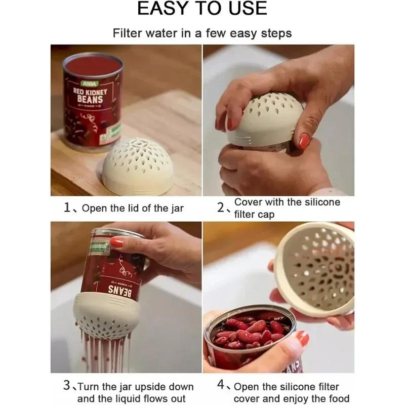 1Pc Silicone Gel Filter Cover Silicone funnel filter cover Multi-use Mini Colander Food Mesh Can Drainer Kitchen Gadgets