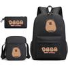 Set Zaino con Stampa Cartone Animato Capibara per Bambini - Borsa Scuola Astuccio Pranzo Tessuto Oxford Unisex Capacità 20L