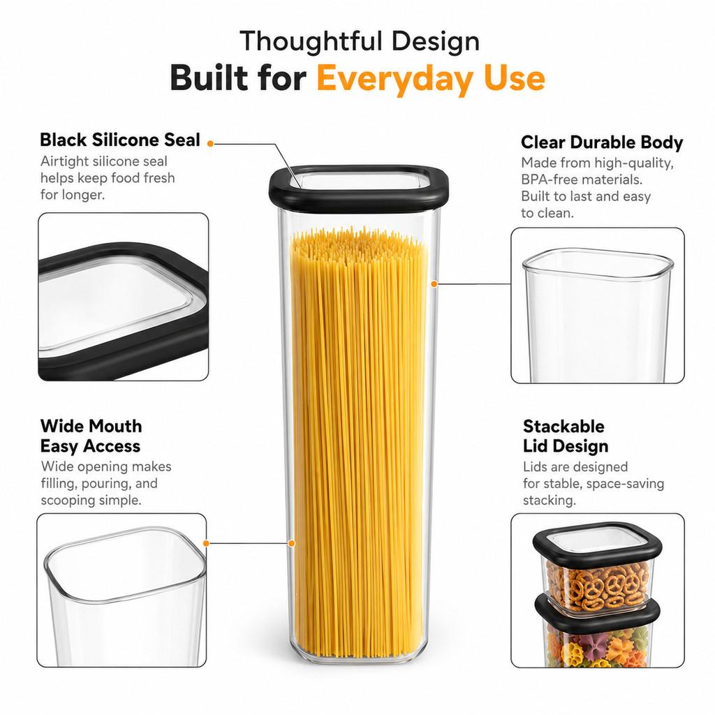 Food Grade Pp Sealing Storage Box With Lid For Kitchen Food Preservation