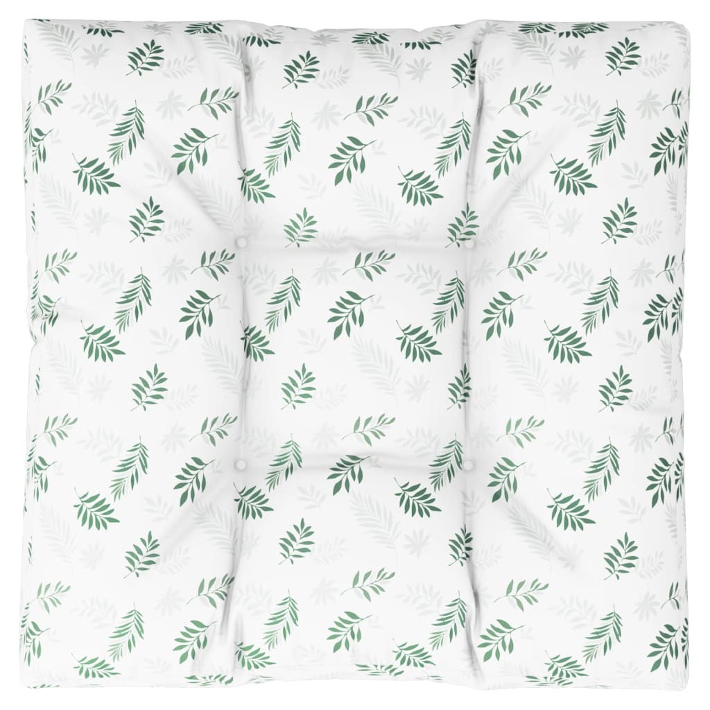 Pallet Cushion with Leaf Pattern 80 X 80 X 12 Cm Fabric