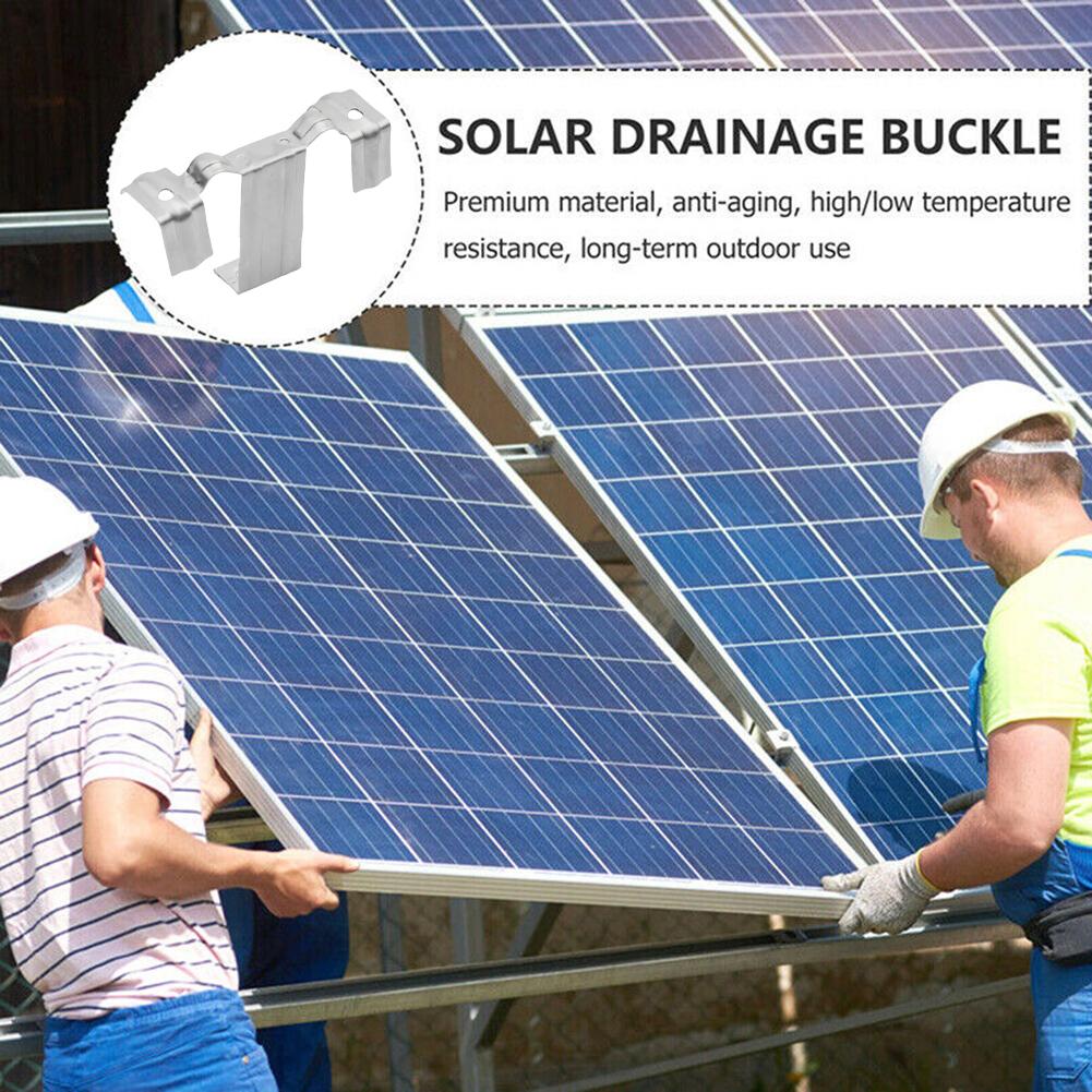 100Pcs 30/35mm Solar Panel Mud Removal Clamps Solar Panel Water Guide Clip Water Guide Stainless Steel Drainage Buckle
