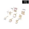 7 Pairs Ear Stud Delicate Artificial Gemstone Inlaid Earrings Love Star Moon Square Shape Elegant