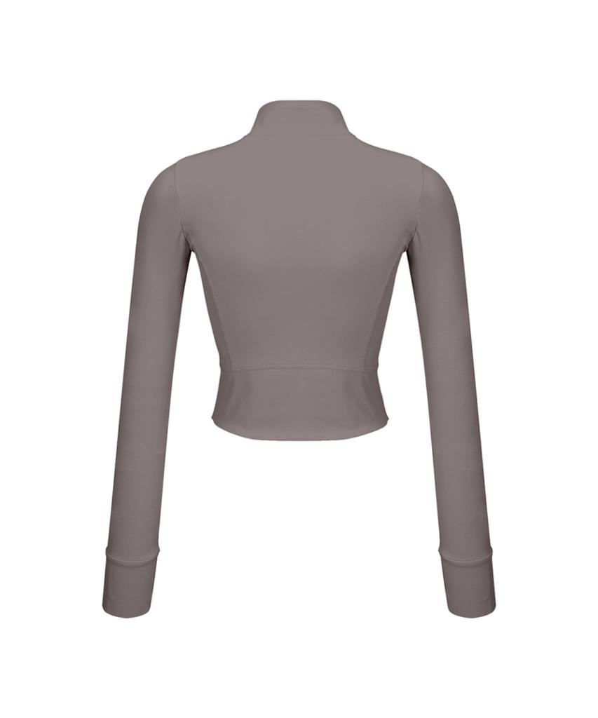 WANNABEZFIT Lettering Zip-Up Crop Jacket Warm Gray