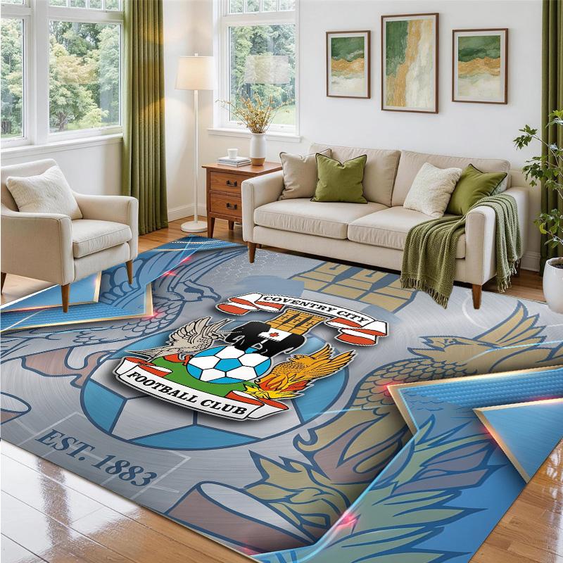 Coventry City Football Design Crystal Velvet Rug Soft Decorative Mat for Bedroom Entrance