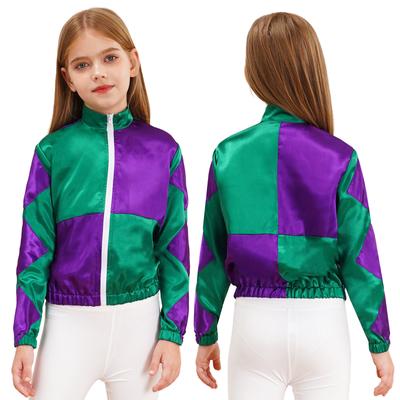 Meisjes Jongens Paardrijkostuum Kleurcontrast Patchwork Jas Lichtgewicht Jas Shirt Clown Verkleedkleding Halloweenfeest