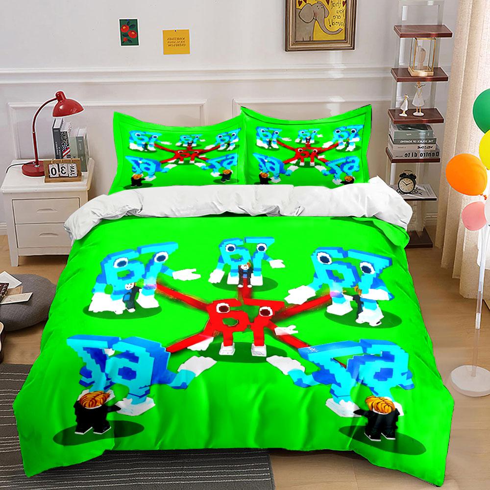 Various Size Funny 67 Element Bedding Set 3Pcs, Soft Microfiber, 1 Duvet Cover + 2 Pillowcases for Gamers Teens, Free Shipping