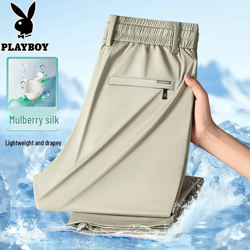 PLAYBOY Men s Silk Blend Casual Trousers 4XL