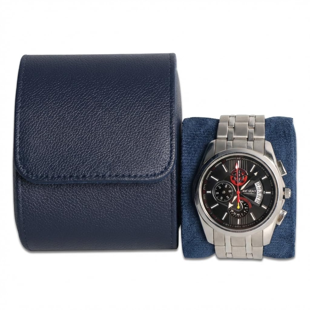 

MIMIA Watch Case, Holds 1 Watch, Large Size, Portable, Suitable for Men s Watches, Diver s Watches, Business Trips, Travel (Blue)
