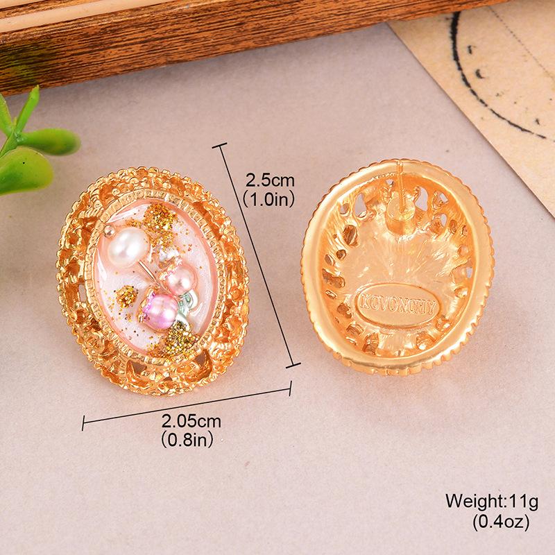 Medieval Style Oil Painting Series Earrings Baroque Pearl High-end Goods New Chinese Style Earrings Versatile Temperament New Women