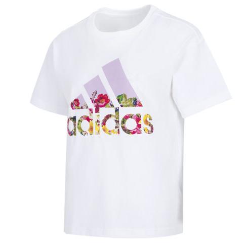

Adidas T Shirts Women s White Crew Neck Moderate Straight Fit HN7753 L