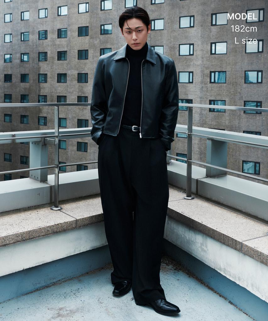 MUSINSA STANDARD Synthetic Leather Single Jacket [Black]
