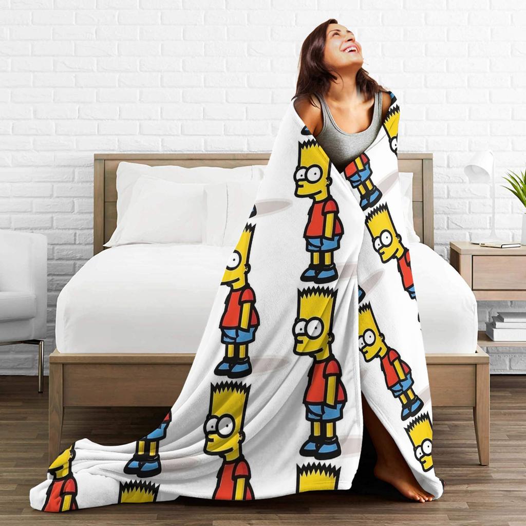 Bart S-Simpsons Bedding Throws Soft Cozy Funny Blanket  For Living Room Picnic Flannel Bedspread Bed Cover