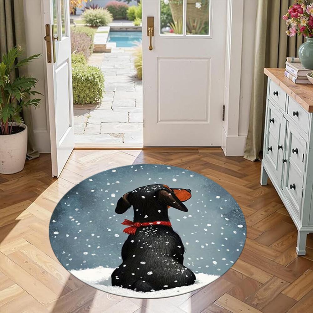 Dachshund Round Floor Rug Suitable for Kitchen Playrooms Game Room Study room Antislip Round Carpet Office home decor