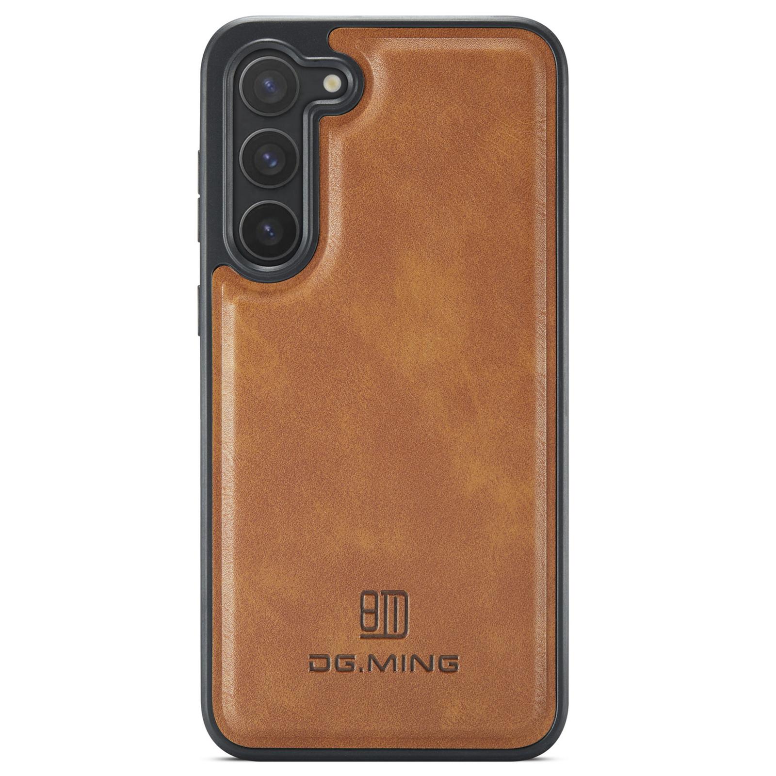 

DG.MING For Samsung Galaxy S24 Case Anti-Drop PU Leather Coating Phone Back Cover Brown