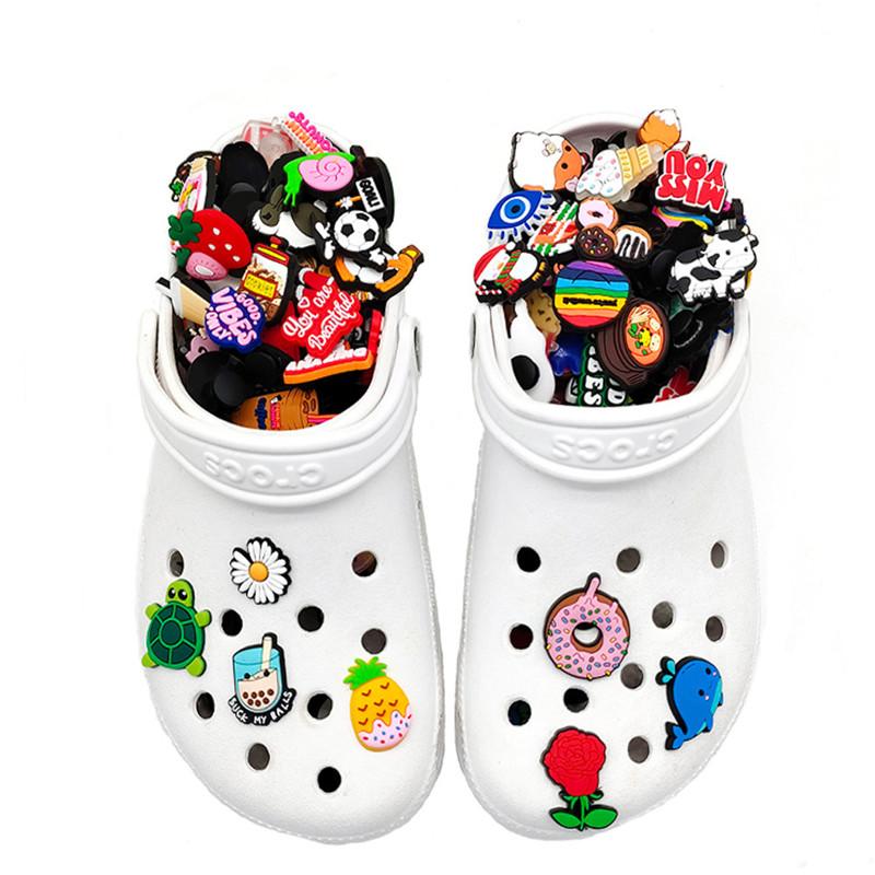 20/50/100/200/500 Pcs Random Cartoon Shoe Charms For Clogs Bubble Slides Sandals PVC Shoe Decorations Accessories For Teens Gift