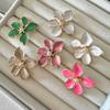 Chinese Style 2024 Drip Glaze Flower Petal Stud Earrings - Exaggerated Niche Design for Luxurious Elegance